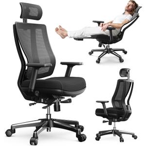 Ergonomic Office Chair  Thick Cushioned Seat with Footrest, Adjustable Headrest, 135 Recline, Supportive Lumbar, 3D Armrests, Seat Depth Adjustment, No-Slip Gas Lift (L2 Ergo PRO 633)