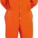 Spooktacular Creations Orange Prisoner Jumpsuit Costume Men, Orange Jumpsuit Women with Name Tag, Halloween Costumes Adult (Orange, S)
