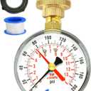 2-1/2" Water Pressure Test Gauge, 0-200 PSI, Red Max Pointer, 3/4" Female Hose Thread, Rust-Free Corrosion-Resistant Case, Brass Connector, for Home, Garden, RV, Indoor/Outdoor