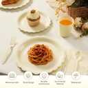 Goodluck Ivory Scalloped Disposable Tableware Set - 350PCS (50 Guests), 7"&9" Plates, 9oz Cups, Napkins, Cutlery, Food Grade, Waterproof & Oil-Proof for Birthday, Wedding, Bridal&Baby Shower
