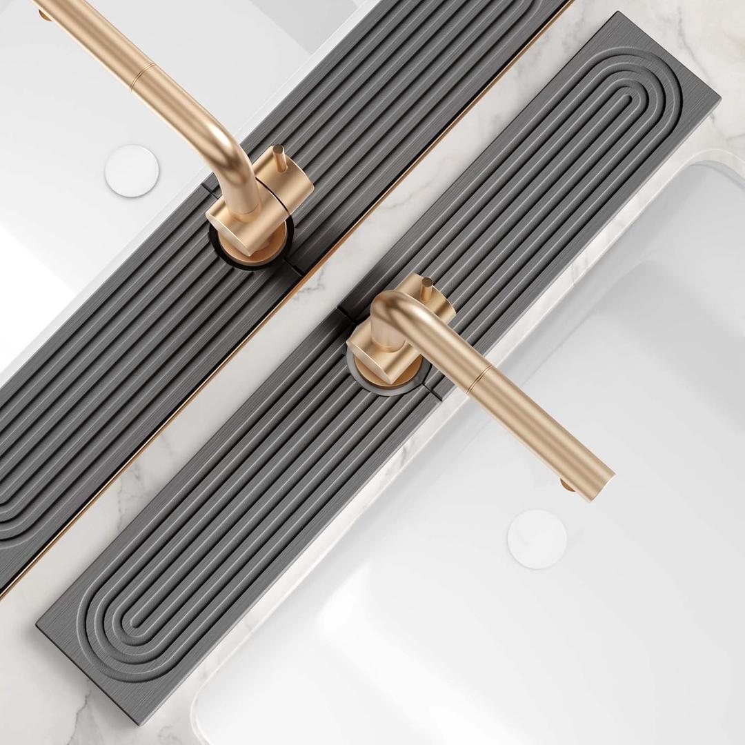 eormoe Kitchen Sink Splash Guard  Stone Diatomite Faucet Drying Matt, Modern Kitchen Sink Accessories for Countertop (Dark Grey, 23.6"x3.9")