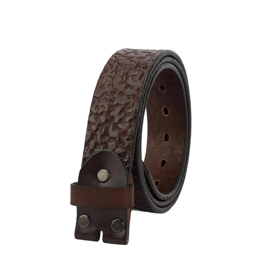 HQZBPT Men's Full Grain Leather Belt Vintage Distressed Style with Snap-On Strap 1 1/2" One Piece Leather no buckle (Coffeecolor, XL-47 for 41" waist) (XL)