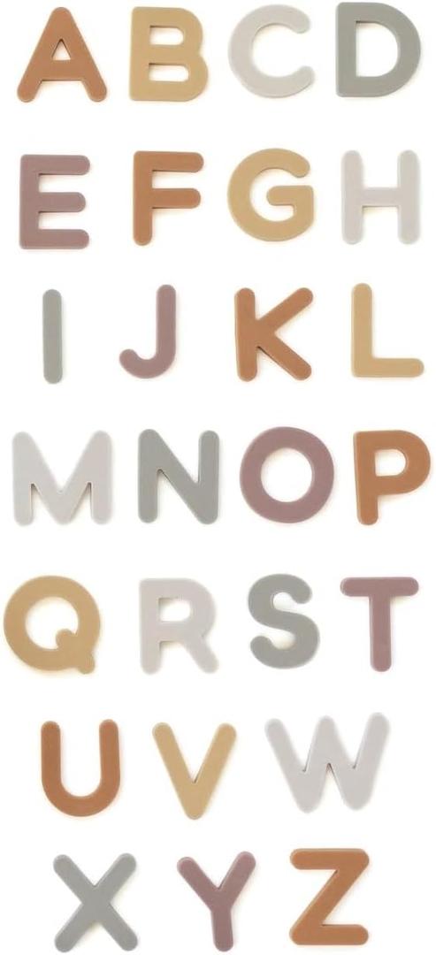 Neutral Silicone Alphabet Magnetic Letters, 26 Piece Non Toxic Learning Set, Perfect for Refrigerator, Whiteboard and Educational Activities