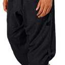 Gafeng Mens Linen Harem Capri Pants Drawstring 3/4 Shorts Casual Beach Yoga Hippie Thai Pants (X-Large, Black)