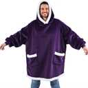 Bedsure Blanket Hoodie, Wearable Blanket Hoodie as Gifts for Mom, Birthday Gifts for Women Kids Teens Sherpa Sweatshirt, Ultra Violet, Oversize