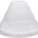 Abaowedding Girls' 3 Hoops Petticoat Full Slip Flower Girl Crinoline Skirt (White)