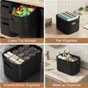 ORGIDOL 8 Pack Black Storage Bins with Lids Stackable Storage Container for Organizing, Black Storage Boxes with Handle for Shelves, Cute Organizer Bins for Craft, Snacks, 9.85x6.9x5.7 inch