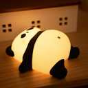 Rechargeable Cute Panda Night Light, 3 Level Dimmable Nursery Nightlight with Timer, Silicone Light Cute Animal Night Lamp for Breastfeeding Toddler Baby Kids Decor, Squishy Lamps Girls Panda Gifts (1 Panda Lamp[TAP CONTROL])
