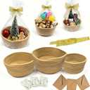 QYLZ 3 Pack Small Woven Gift Basket with Bags, Empty Three sizes Durable Baskets with Ribbons, Envelopes and Cards, for Birthday Baby Shower Raffle Burr Fundraiser, Cotton Rope Room Shelf Storage