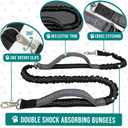 PetAmi Hands Free Dog Leash, Dog Running Leash Belt Bag for Walking, Jogging, Dog Waist Double Zipper Pouch with Poop Bag Dispenser, Dual Padded Handles Reflective Bungee Leash, Double (Black)