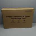 Heated Cat House for Outside, Waterproof Awning & Escape Door Heated Cat Houses for Indoor/Outdoor Cats in Winter, Elevated & Insulated Outdoor Cat Shelter for Feral Cat(Green, 25.2"x16.5"x12.2")