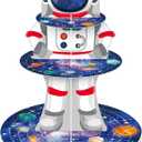 Zopeal Space Astronaut Cupcake Stand Space Themed Birthday Party Decorations 3 Tier Planet Cupcake Holder Cake Stand Decorations Galaxy Spaceman Dessert Tower for Space Shower Party Supplies