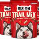 Milk-Bone Trail Mix, Crunchy & Chewy Dog Treats, 6 Bags 9-oz. bags, made with real beef & sweet potato, bite sized dog treats in a mix of fun shapes and textures, BBD: 04/10/2027