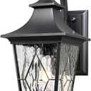 Dusk to Dawn Outdoor Lighting 18 Inch Height Large Waterproof Porch Light Outdoor with Ripple Handmade Glass Outside Lights for House Front Door Garage Patio E26 Socket