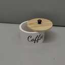 Wooden Coffee Filter Holder with Lid, Basket Coffee Filter Storage Container for Counter, Rustic Farmhouse Caf Bar Decor, 50 Count Capacity (White)