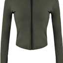 Gihuo Women's Athletic Full Zip Lightweight Workout Jacket with Thumb Holes (X-Large, Armygreen)