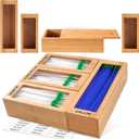 Storage Bag Organizer, Bamboo Baggie Organizer for Drawer, 4 Modular Blocks with Labels, Plastic Bag Storage Organizer, Quick Refill, Compatible with Gallon, Quart, Sandwich, Snack size bags