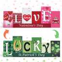 Valentine Decorations for Home & Valentines Day Decor, St. Patrick's Day Decorations Double-Sided Tabletop Wooden Sign, Farmhouse Centerpieces for Table, Desk, Mantel, Fireplace Indoor