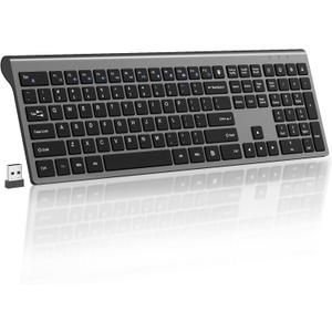 2.4G Wireless Slim Full-Size Keyboard with Numeric Keypad, Calculator Button, USB Receiver, Fn Lock, Ultra-Thin Scissor Switch Design, Computer Keyboard for Laptop PC Windows MacWithout Mouse