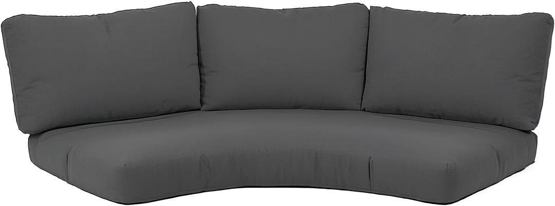 Outdoor Curved Sofa Cushion Cover with Zipper & Anti-Slip Particles, Half Moon Patio Furniture Cushions Covers Waterproof, Olefin Fabric-ONLY Cover (Dark Grey, 77/40 * 28 * 5.3inch)