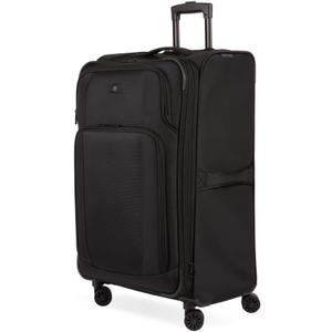 SwissGear Sion II Softside Expandable Luggage with Spinner Wheels, Black, Checked-Large 28-Inch