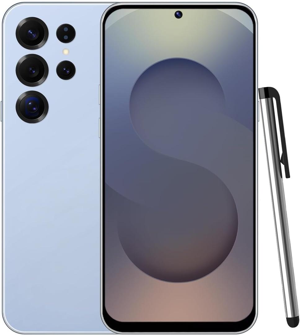 S25Ultra Unlocked Smartphone, Android 12.0 Mobile Phones 6.6'' HD+ Screen, 4GB RAM 32GB ROM/256GB SD, 4G Dual SIM Dual Camera, Face ID+WiFi+BT+FM+GPS+OTG (Blue)