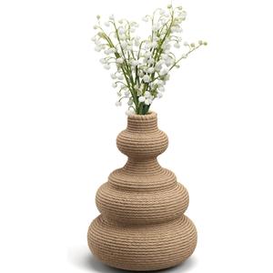 Rattan Woven Flower Vase,White Boho Vases for Decor,Modern Decor Country Style Woven Rustic Vase for Home Decoration