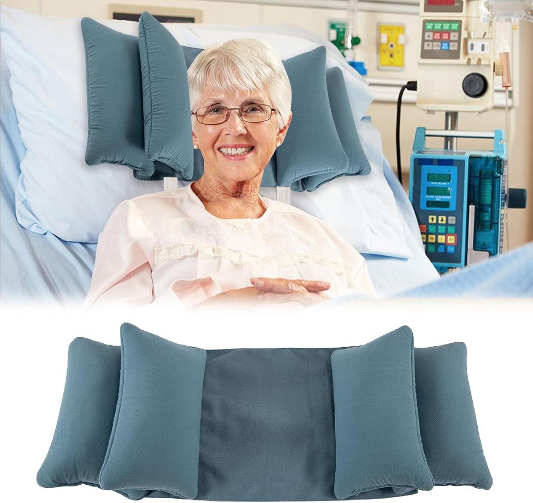 Neck Wedge Stabilizer Pillow for Sleeping to Keep Head Straight, Wedge Head Positioning Pillows for Elderly, Bedridden and Disabled, Face up Posture Sleep Upright Pillow (Blue)