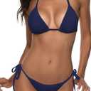 Women Two Piece Swimsuit Sexy Swimwear Halter String Triangle Bikini Sets (Medium)