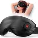 LitBear Heated Eye Mask, Silk Cordless Warm Eye Compress for Dry Eyes, Light Blocking Heat Eye Mask for Women Men, Soft Eye Heating Pad for Dry Eyes, Travel, Rechargeable, Washable Cover (Black)
