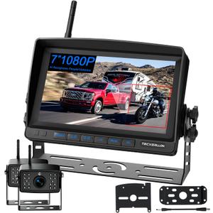 TECXERLLON RV Backup Camera, 7'' 1080P Vehicle Backup Cameras with AI Detection, Waterproof Wireless Backup Camera with DVR Recording & Night Vision for Car, Van, SUV, Truck, Trailer