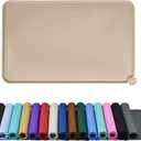 Waterproof Pet Feeding Mat with High Raised Edges, Heavier and Thicker Placemats for Cat Dog Water Bowl with BPA Free, Dogs Cats Food Mats for Messy Drinkers to Prevent Spill and Protect Floors (24" x 16", Taupe)