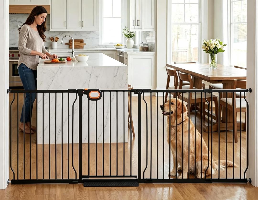 90.6-95.2 Inch Extra Wide Baby Gate for Stairs Doorways