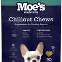 Moes Calming Chews for Dogs 90ct Natural Anxiety Relief with Hemp, Chamomile, and Tryptophan Calming Dog Treats for Separation, Fireworks, Travel and Storms (Chicken), BB Date: 06/2026