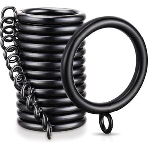 24 PCS Curtain Rings, 1.5 Inch Thickened Curtain Rings Metal Drapery Ring for Curtain Rods Black