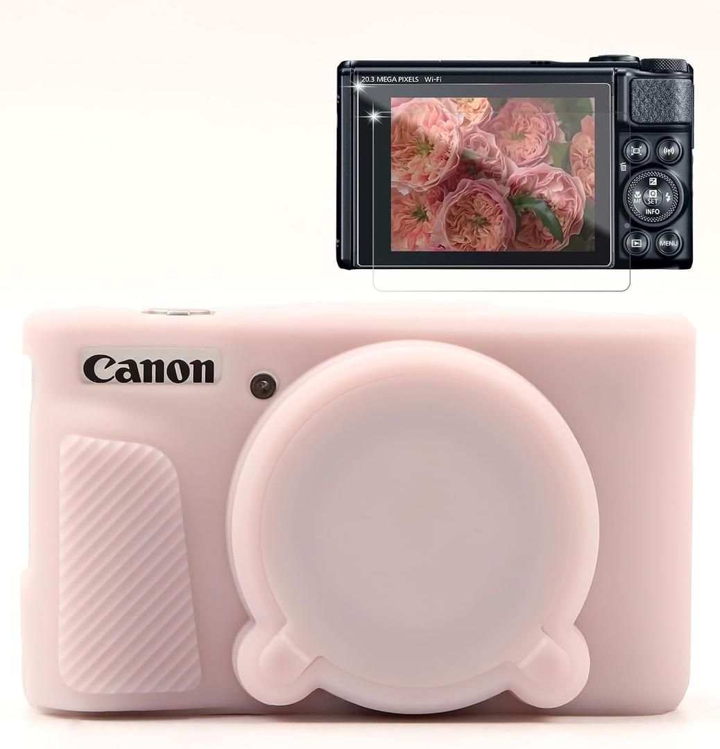 Case for Canon PowerShot SX740 HS, SX730 HS Camera, Soft Silicone Protective Case, Slim Fit Sleeve with Removable Lens Cover and Screen Protector Accessories, Anti-Scratch (Jelly Pink)