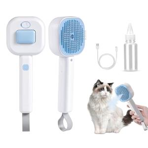 Pack of 2 Cat Steam Brush，3 In 1 combs for indoor cats，pet steam brush for shedding,Dog shedding for Long and Short Hair Dogs and Cats Pet Grooming Brush Remove Tangled Loose Hair (Blue)