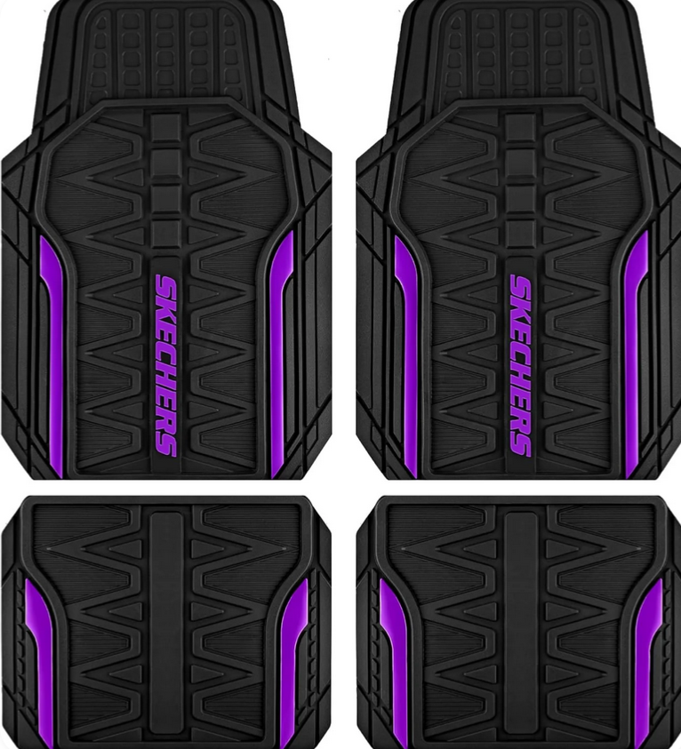 AutoBay Skechers Car Floor Mats,Heavy Duty Rubber Car Mats Full Set,All Weather Floor Mats,Waterproof TrimTo Fit Universal Floor Liner Car Accessories,Automotive Floor Mats for Cars Trucks SUV,Purple