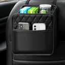 Car Back Seat Organizer, Hanging PU Leather Car Storage Bag, Compatible with Most Vehicles Interior Accessories Organizer (Black(1Pack))