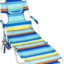 Tommy Bahama Read Through Backpack Beach Lounge Chair with Pillow, Arms, and Cup Holder, Multi-Position Adjustable Folding Outdoor Chaise Lounger, Multicolor