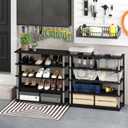 Furinno Turn-N-Tube 5 Tier Wide Shoe Rack, Americano, Stainless Steel Tubes, 5-Tier, 32 Inch