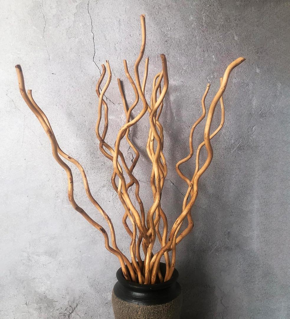 Dried Curly Willow Branches, 14-15 Stems Dried Twigs Sticks 21-23 Natural Dried Plants Decorative Branches for Rustic Home Decor, Champagne Gold