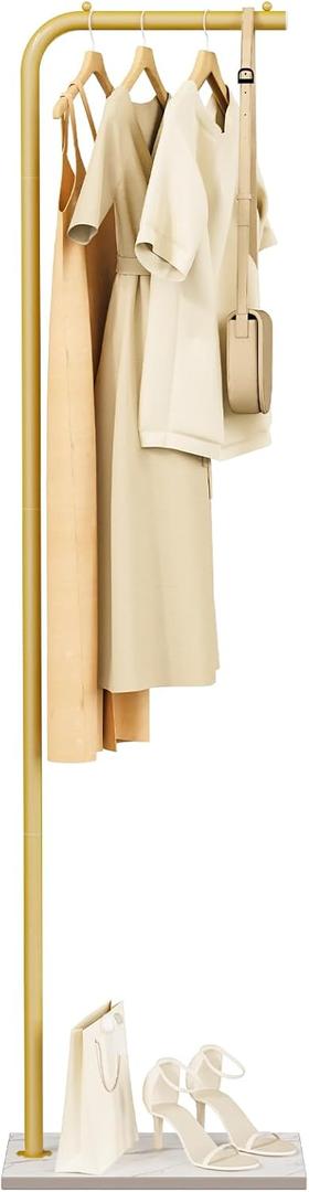 Metal Coat Rack Freestanding, Stable Clothing Rack with Rock Base, Coat Tree Suitable for Bedroom, Hallway, Office, 70.8 Inches High, Golden