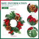 4 Pieces 9" Christmas Candle Ring Wreath Artificial Berries Pine Candle Ring Holder Christmas Wreath Rings for Xmas Home Dining Table Centerpieces Decor