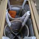 Signature Design by Ashley Seton Creek Casual Nuvella Weather Resistant Fabric, Resin Wicker Swivel Outdoor Bar Height Bar Stool with Cushion, Footrest and Armrest, Set of 2, Beige & Light Gray