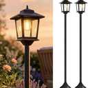 PASAMIC Outdoor Solar Post Lights, 2-Pack 63" Dusk to Dawn Solar Lamp Posts, Waterproof Floor Lamps, Warm White Pole Lights for Patio with Replaceable Bulb