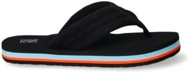Women's Quilted Terry Flat Flip Flop Sandals (11, Black)