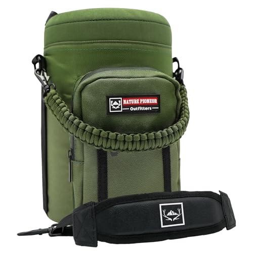NATURE PIONEOR Neoprene Insulated Water Bottle Holder with Shoulder Strap for Half Gallon 64OZ / One Gallon 128OZ Sports Water Jugs Bottles, Carrier/Pouch Sleeve for Outdoor Camping, Hiking, Fishing