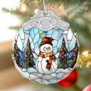 Giftelix Glass Ornament - Snowman - Holiday Presents - Hanging Ornament for Window Car - Snowman Decor for Home - Winter Gifts for Friends Family Coworkers - Gift Exchange Ideas - Wine Bottle Decor