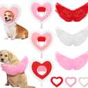 9 Pcs Dog Valentine's Day Outfit with White Feather Wing Heart Hat Headband Heart Shaped Rope Toy Love Themed Dog Outfits Pet Scarf for Medium Dogs Holiday Accessory(13.8 Inches/ 35 cm)